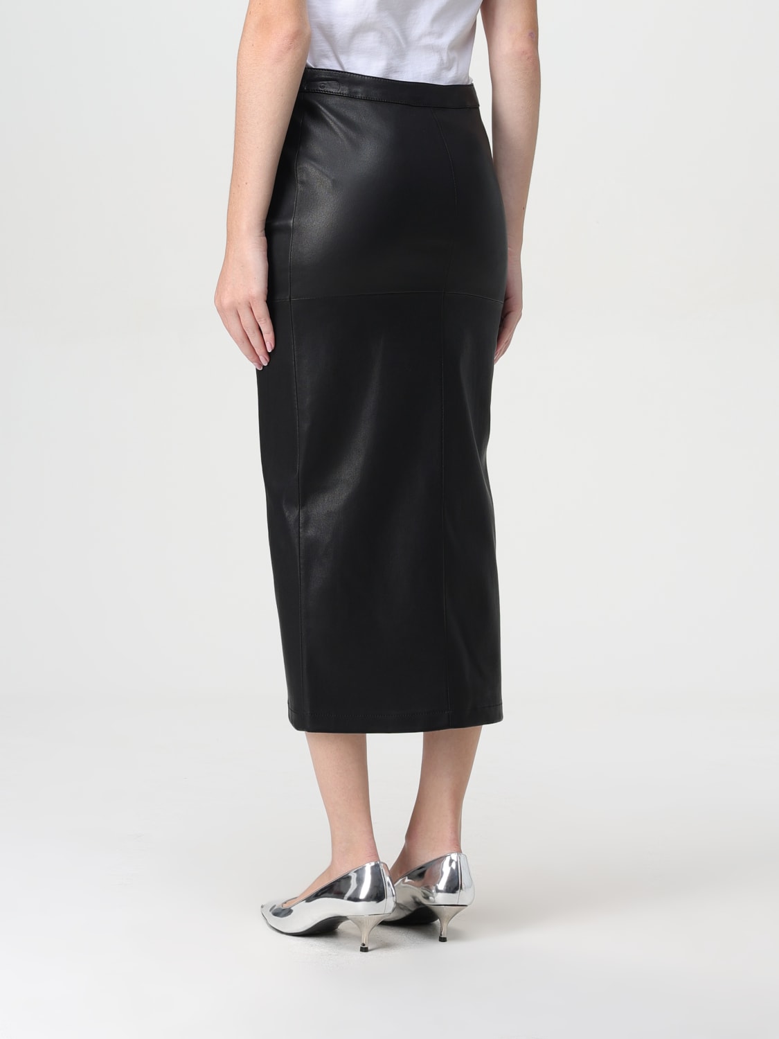 Giglio Gonna Midi Rabanne In Pelle Stretch