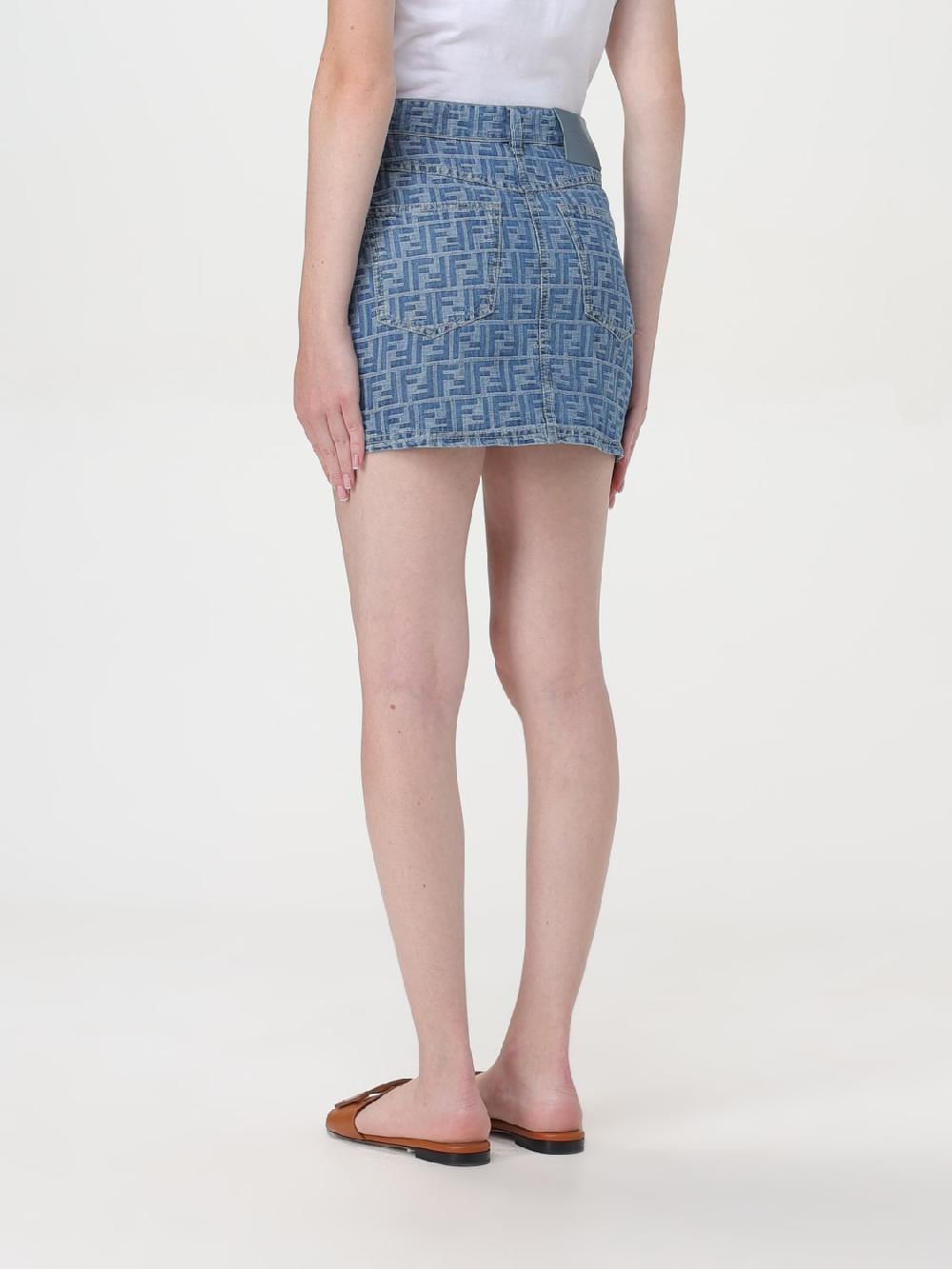 Giglio Gonna Mini In Denim FF Fendi