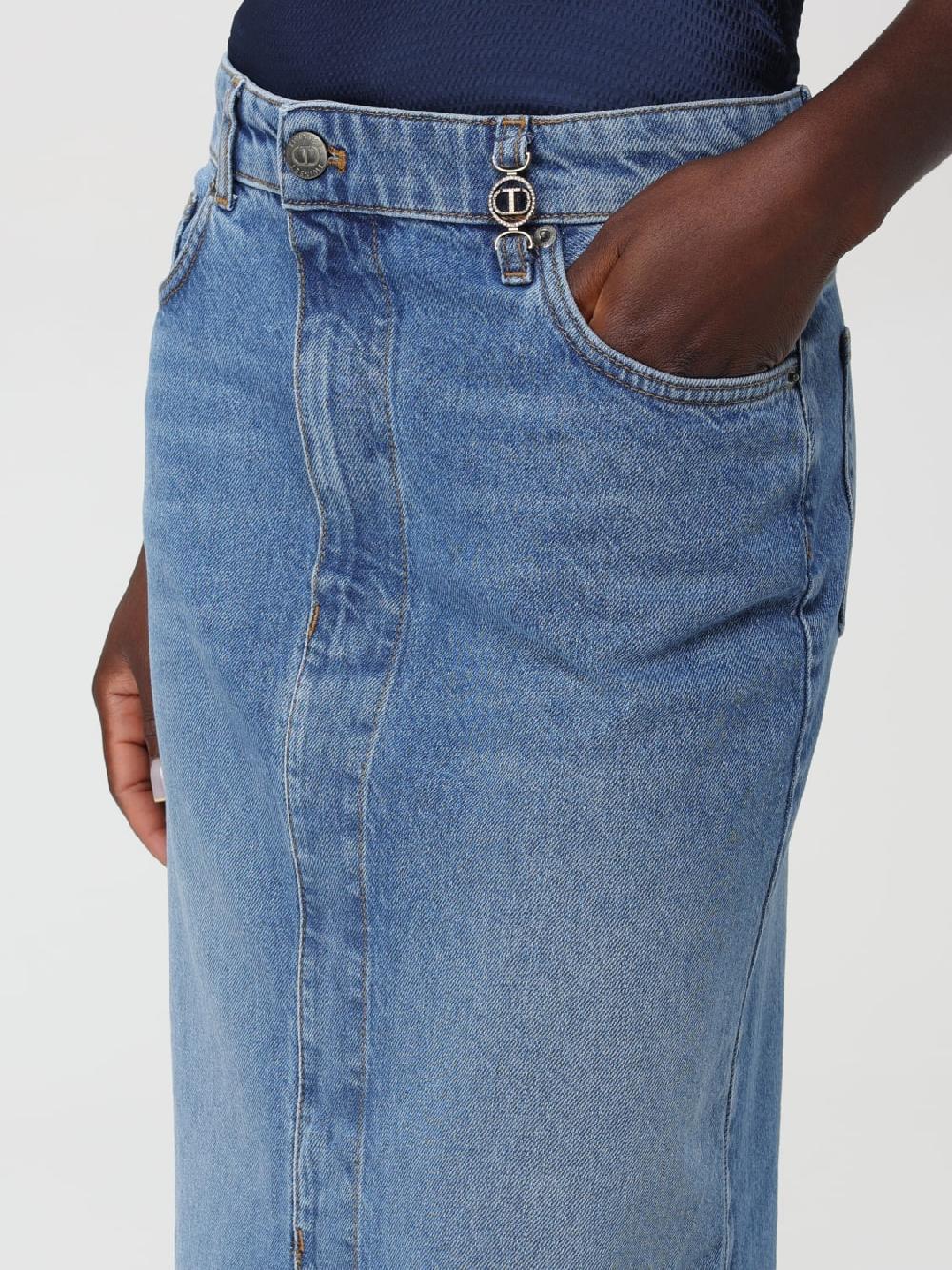 Giglio Gonna Twinset In Denim Di Cotone