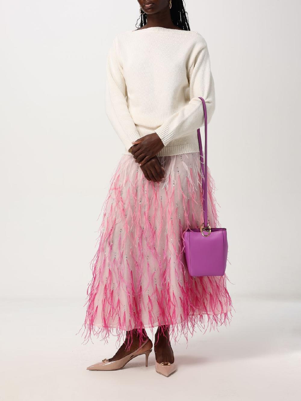 Giglio Gonna Valentino In Seta E Piume Di Struzzo