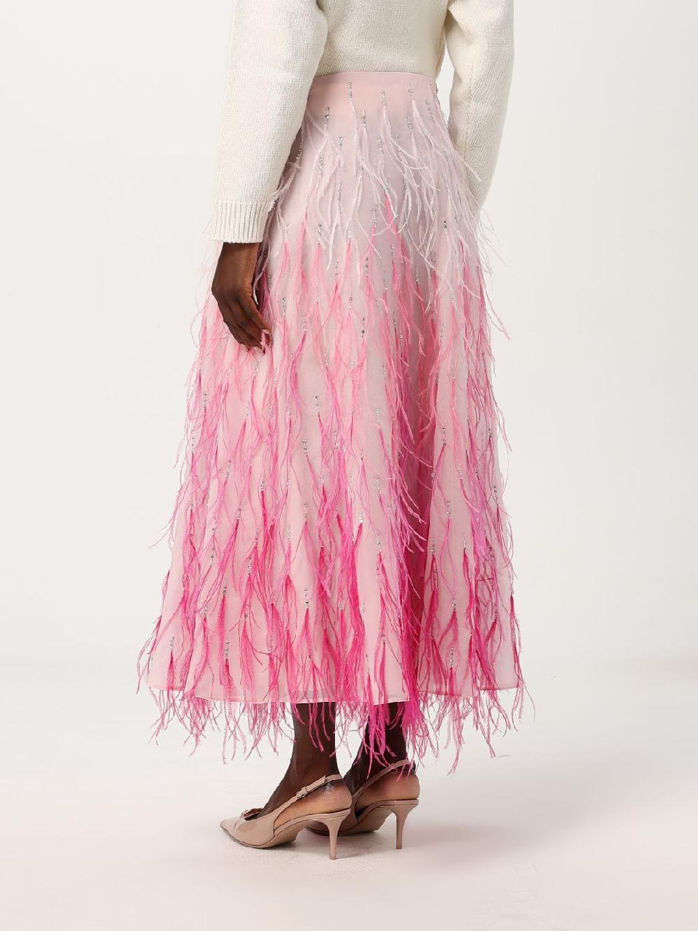 Giglio Gonna Valentino In Seta E Piume Di Struzzo