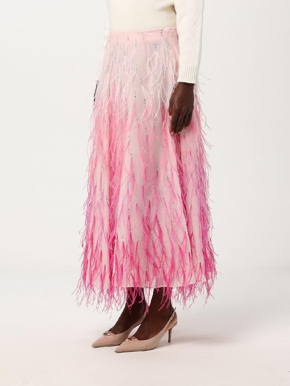 Giglio Gonna Valentino In Seta E Piume Di Struzzo