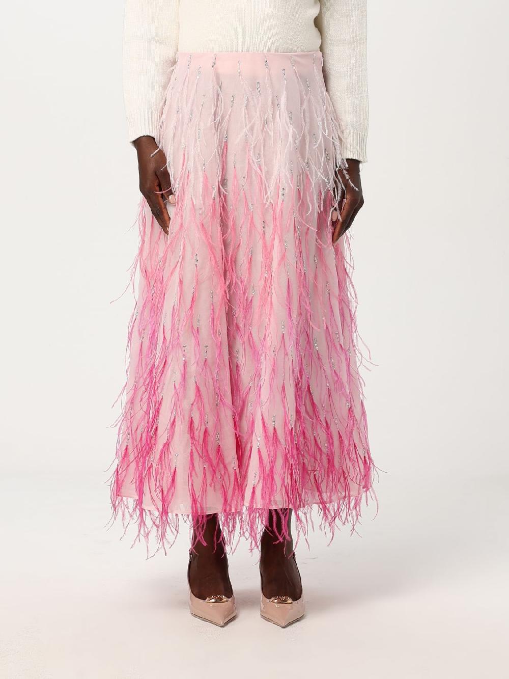 Giglio Gonna Valentino in seta e piume di struzzo
