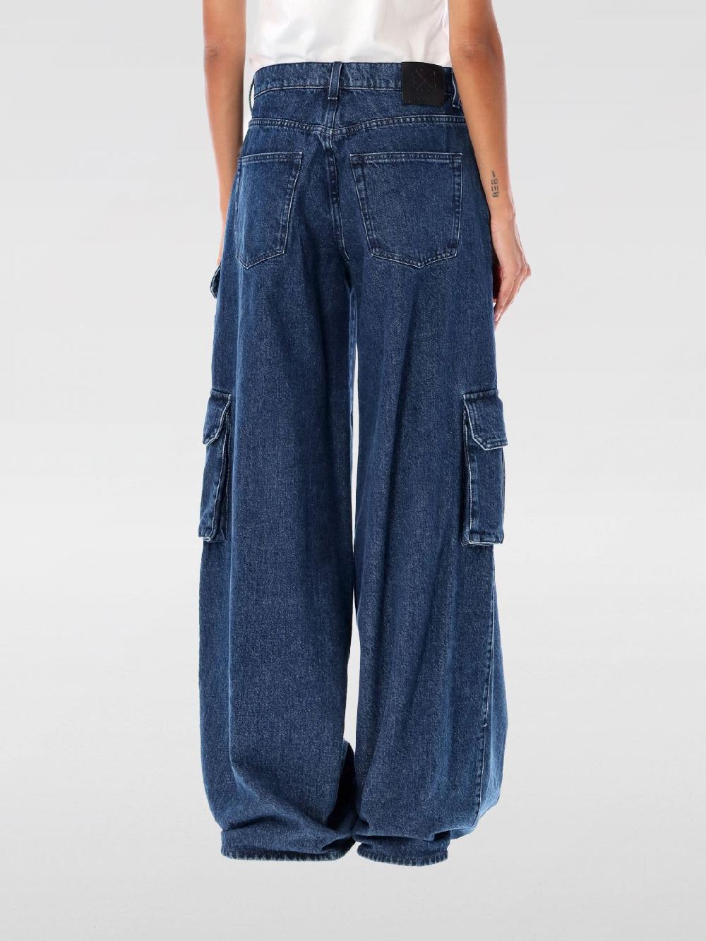 Giglio Jeans Cargo Off-White In Denim Di Cotone