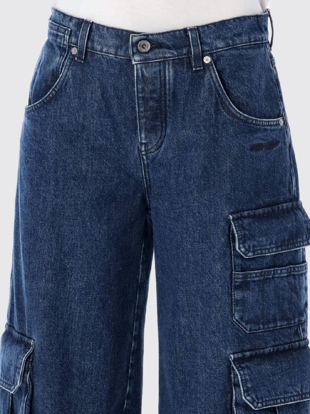 Giglio Jeans Cargo Off-White In Denim Di Cotone