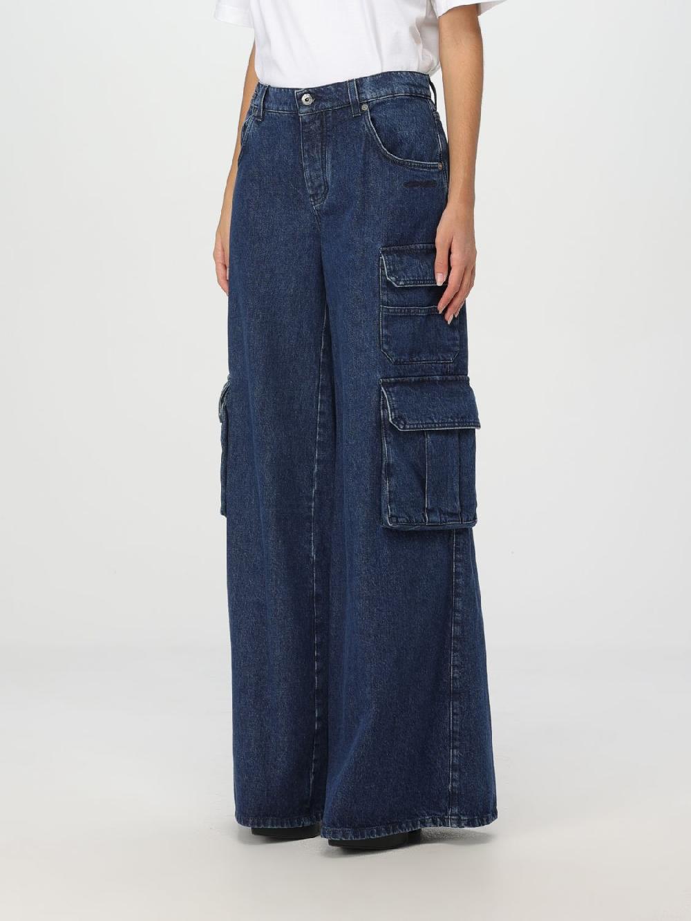 Giglio Jeans Cargo Off-White In Denim Di Cotone