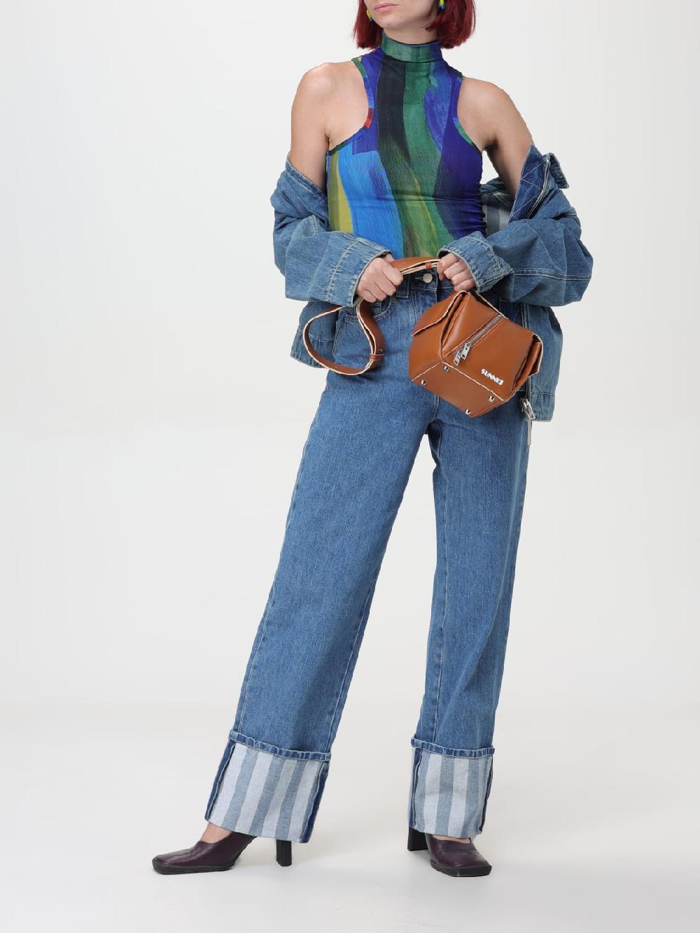 Giglio Jeans Con Risvolti A Righe Sunnei