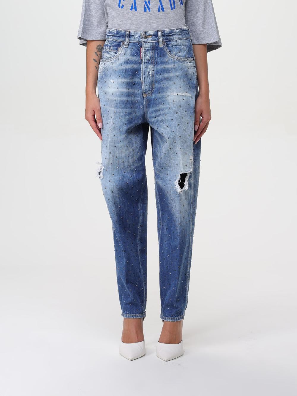 Giglio Jeans Dsquared2 in denim used con strass