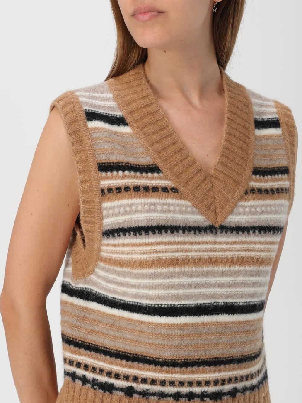 Giglio Maglia A Gilet In Lana A Righe Ganni