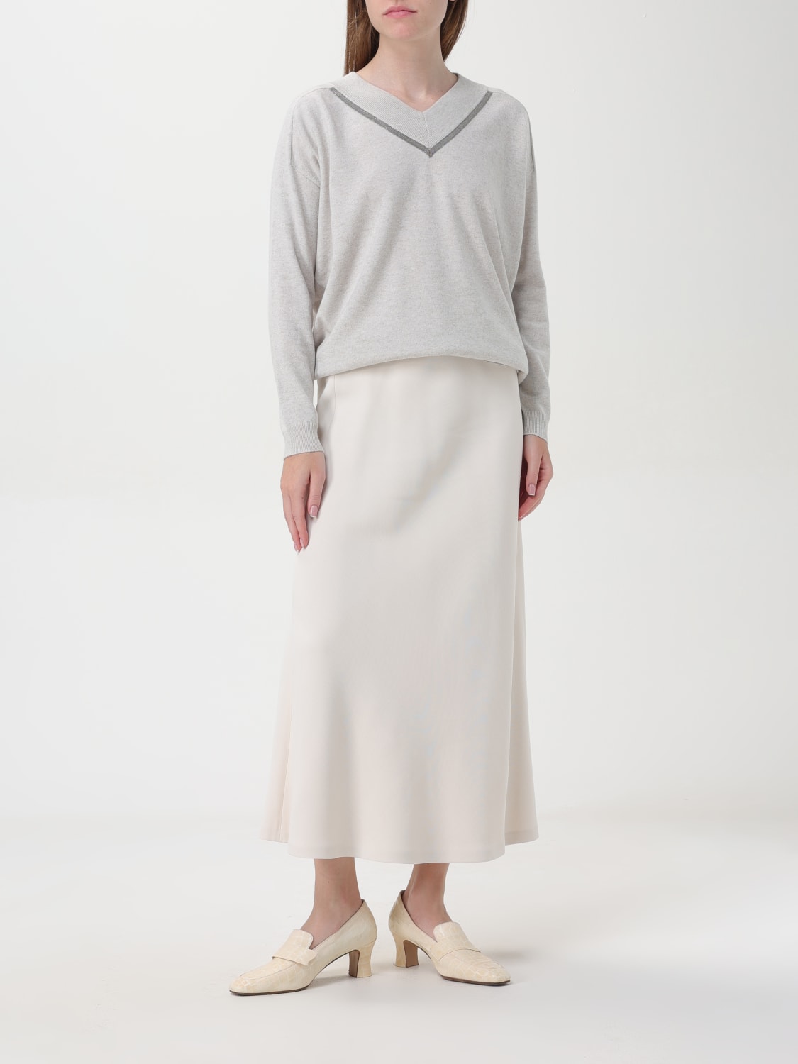 Giglio Maglia A V Brunello Cucinelli In Cashmere