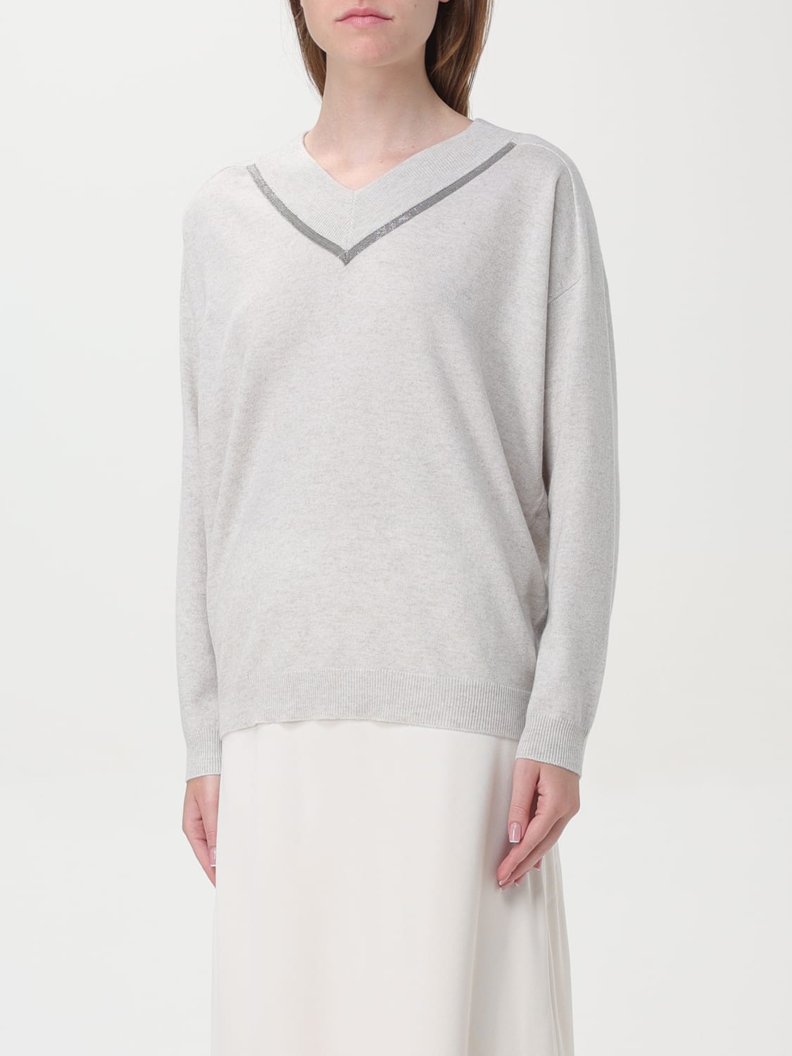 Giglio Maglia A V Brunello Cucinelli In Cashmere