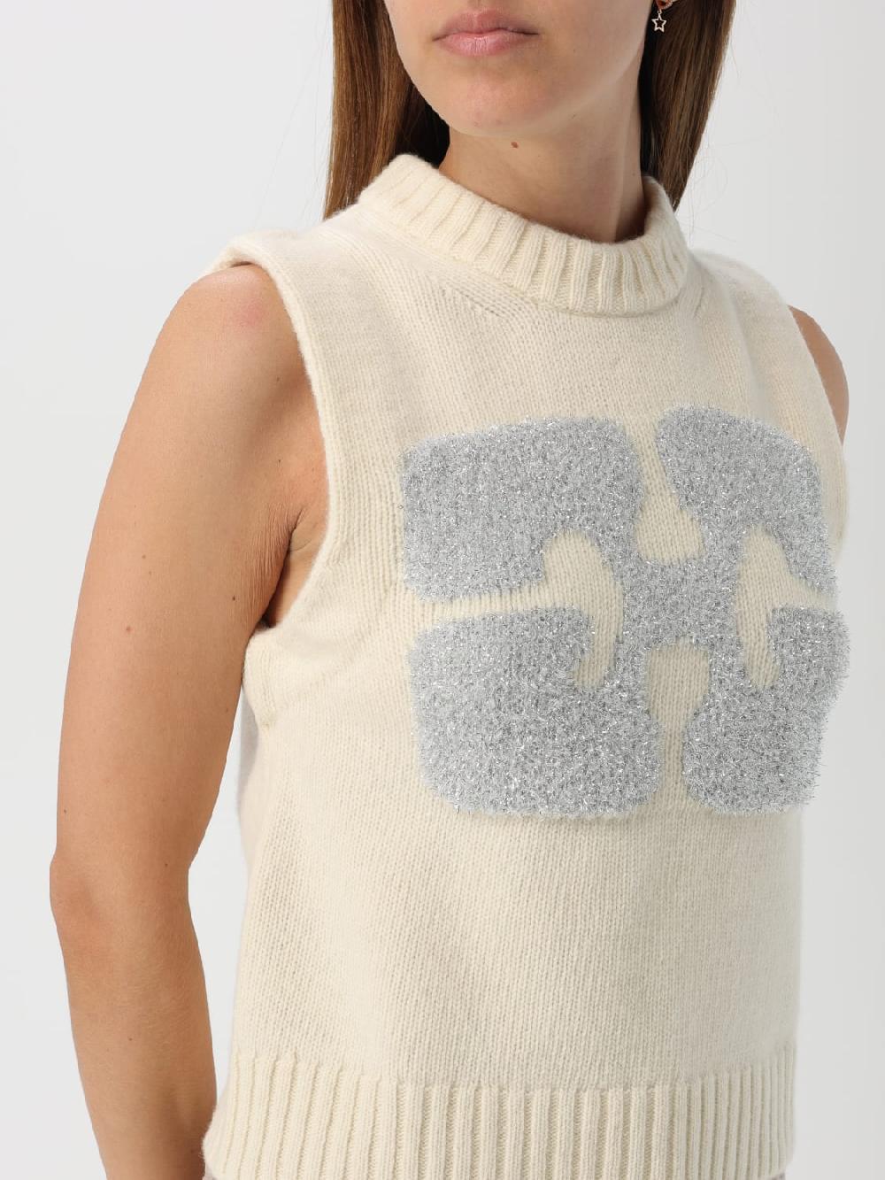 Giglio Maglia Con Logo Metallic Ganni