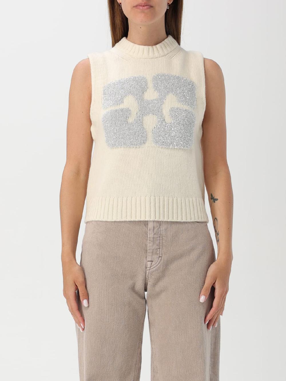 Giglio Maglia con logo metallic Ganni