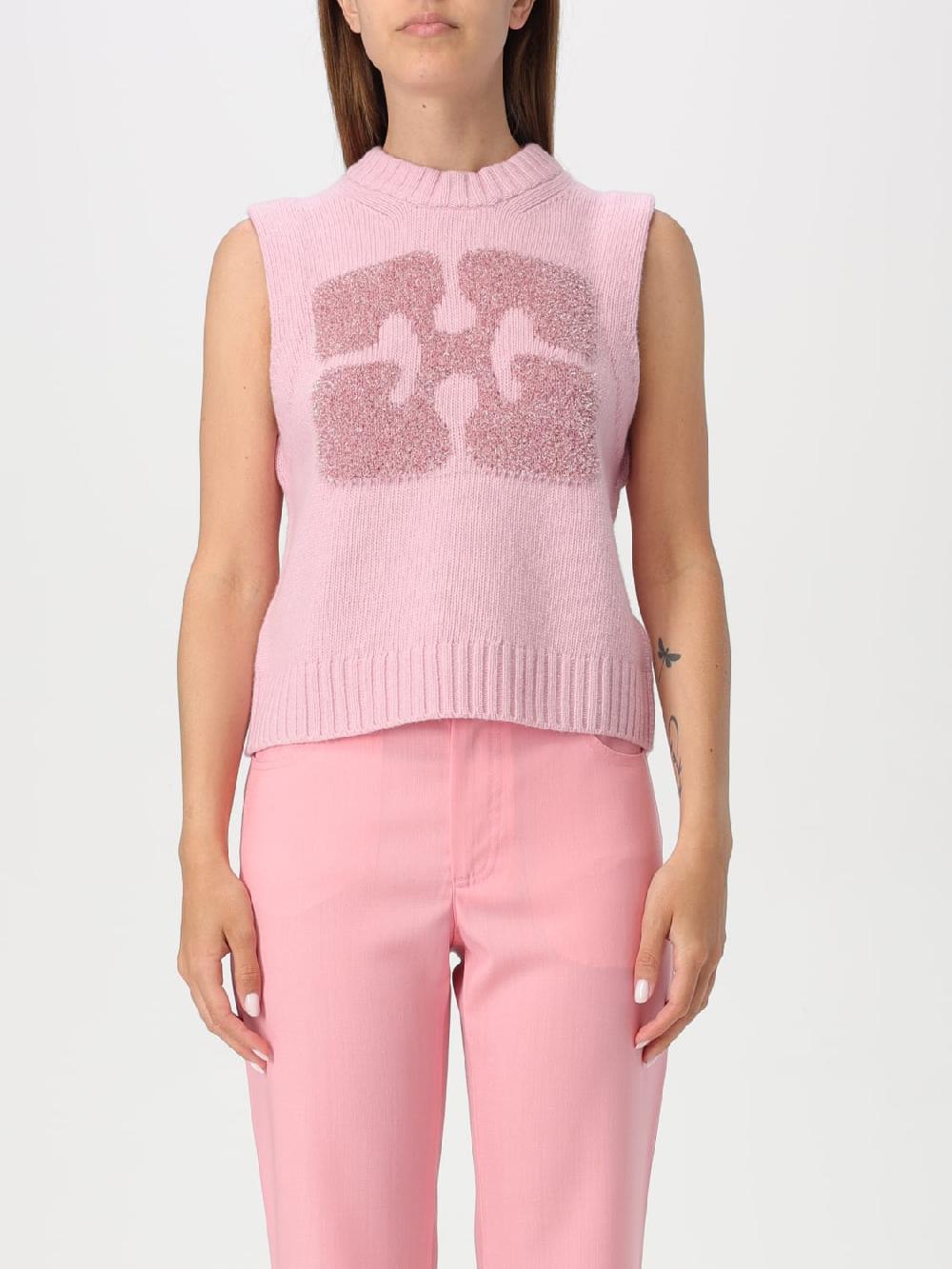 Giglio Maglia con logo metallic Ganni