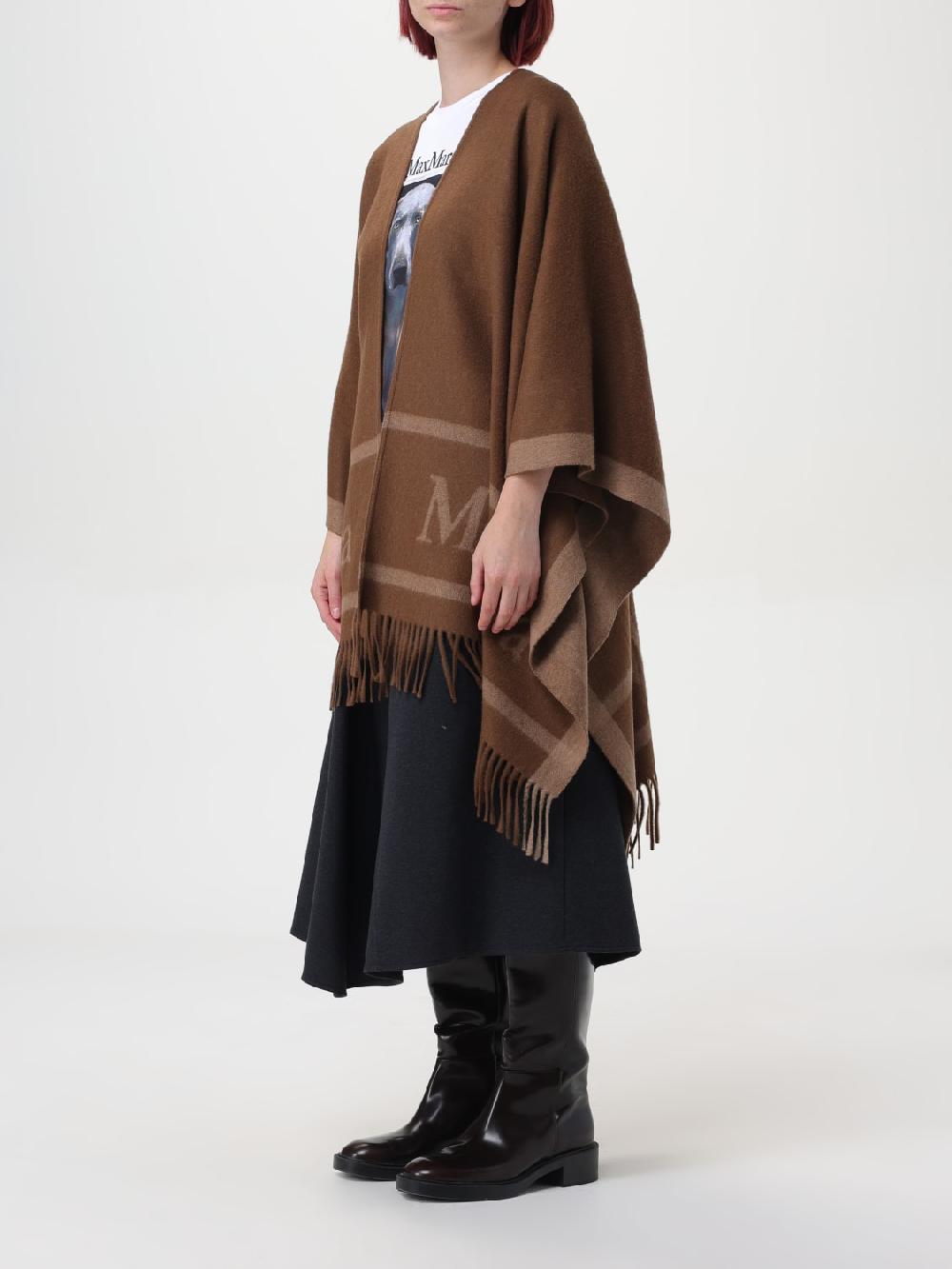 Giglio Mantella Di Lana Con Maxi Logo Max Mara
