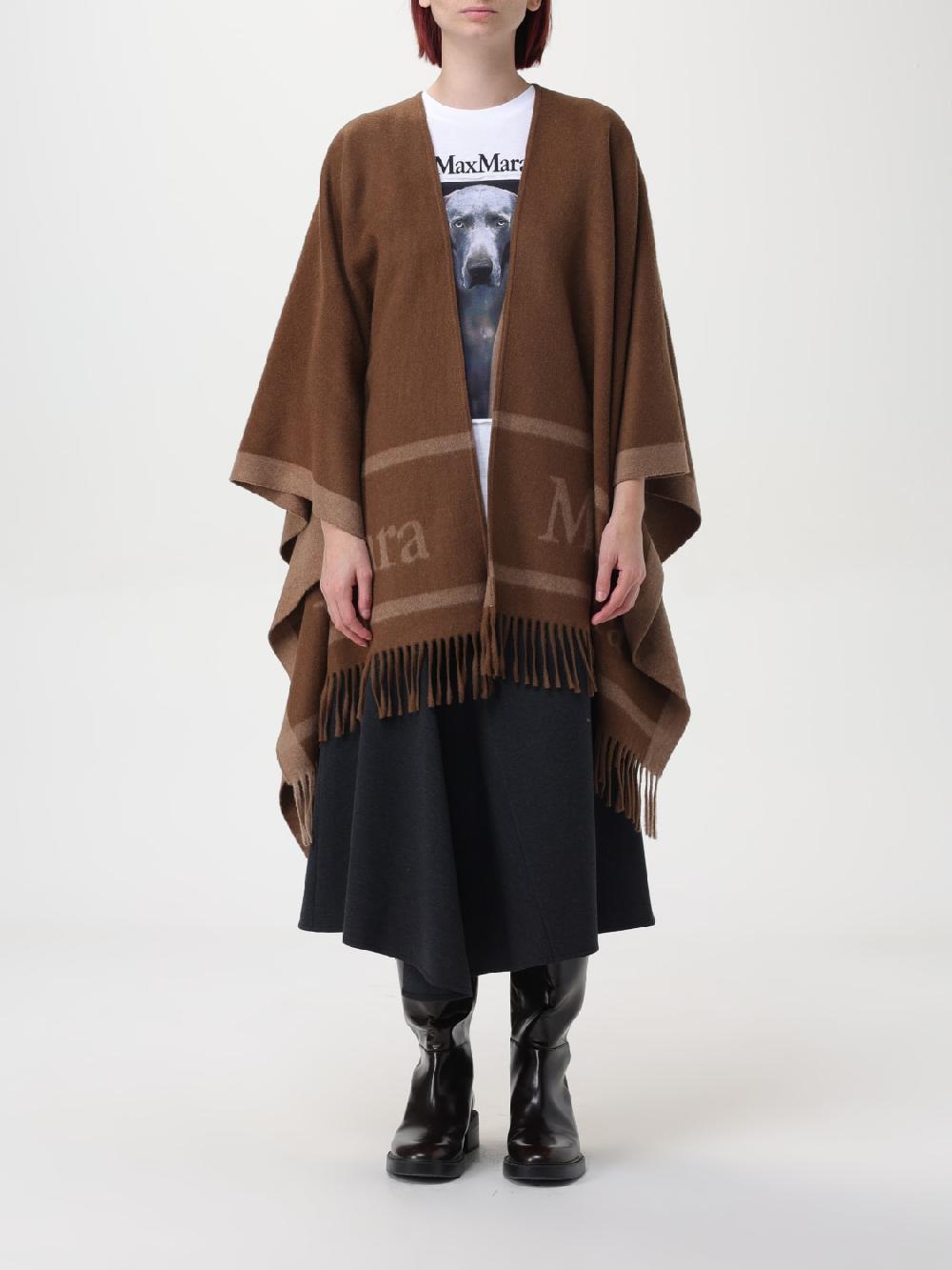 Giglio Mantella di lana con maxi logo Max Mara