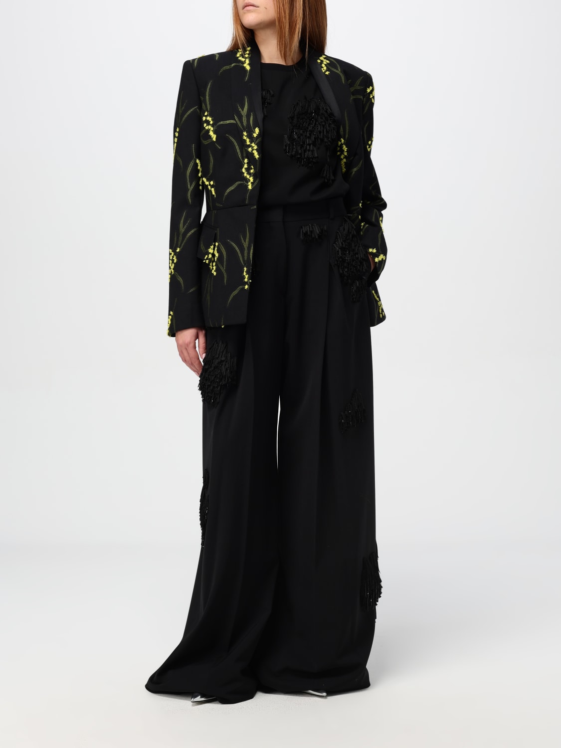 Giglio Pantalone Del Core In Misto Lana Con Frange