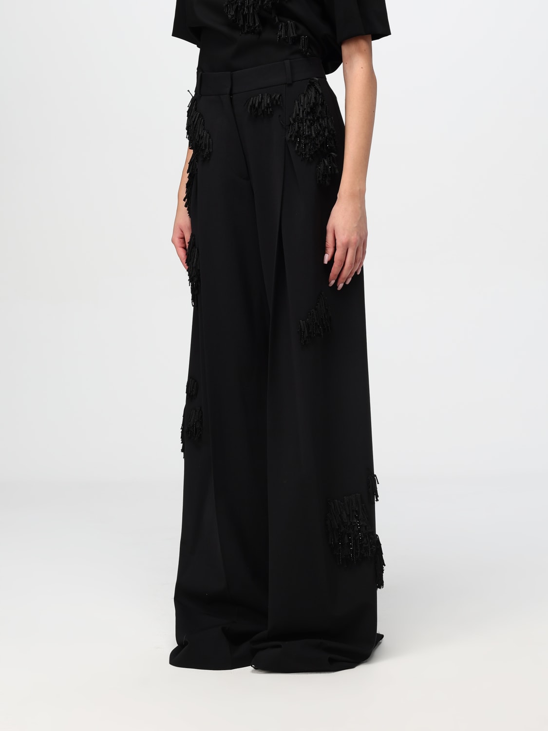 Giglio Pantalone Del Core In Misto Lana Con Frange