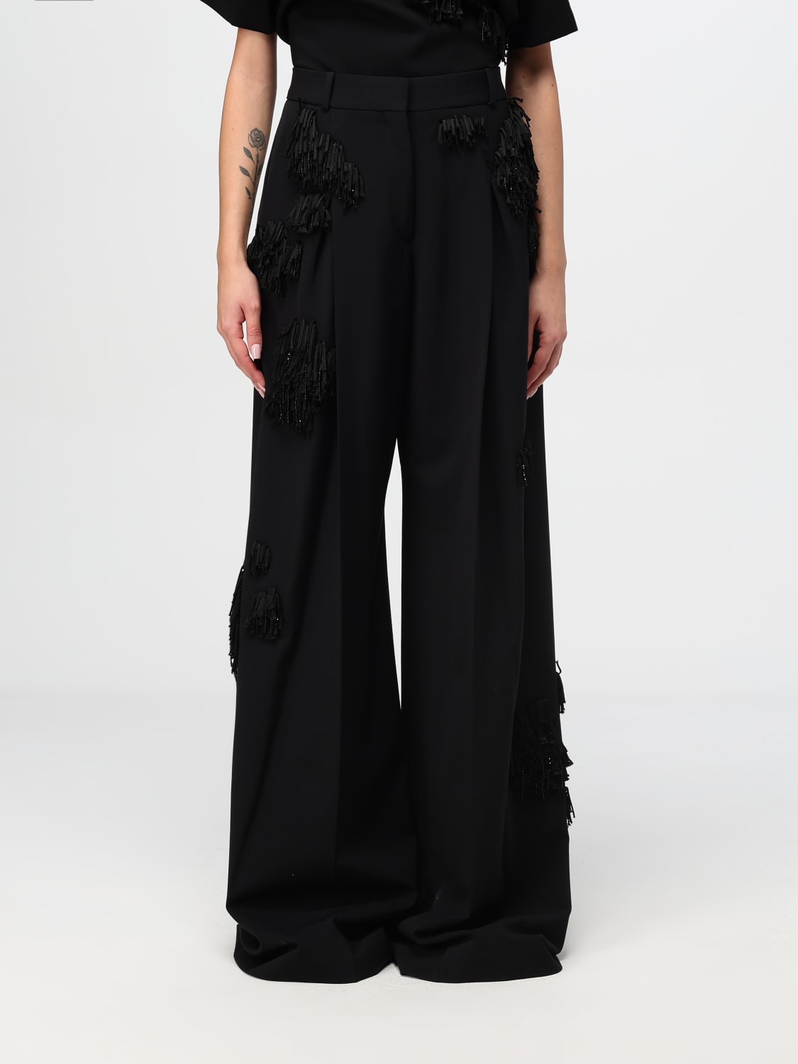 Giglio Pantalone Del Core in misto lana con frange