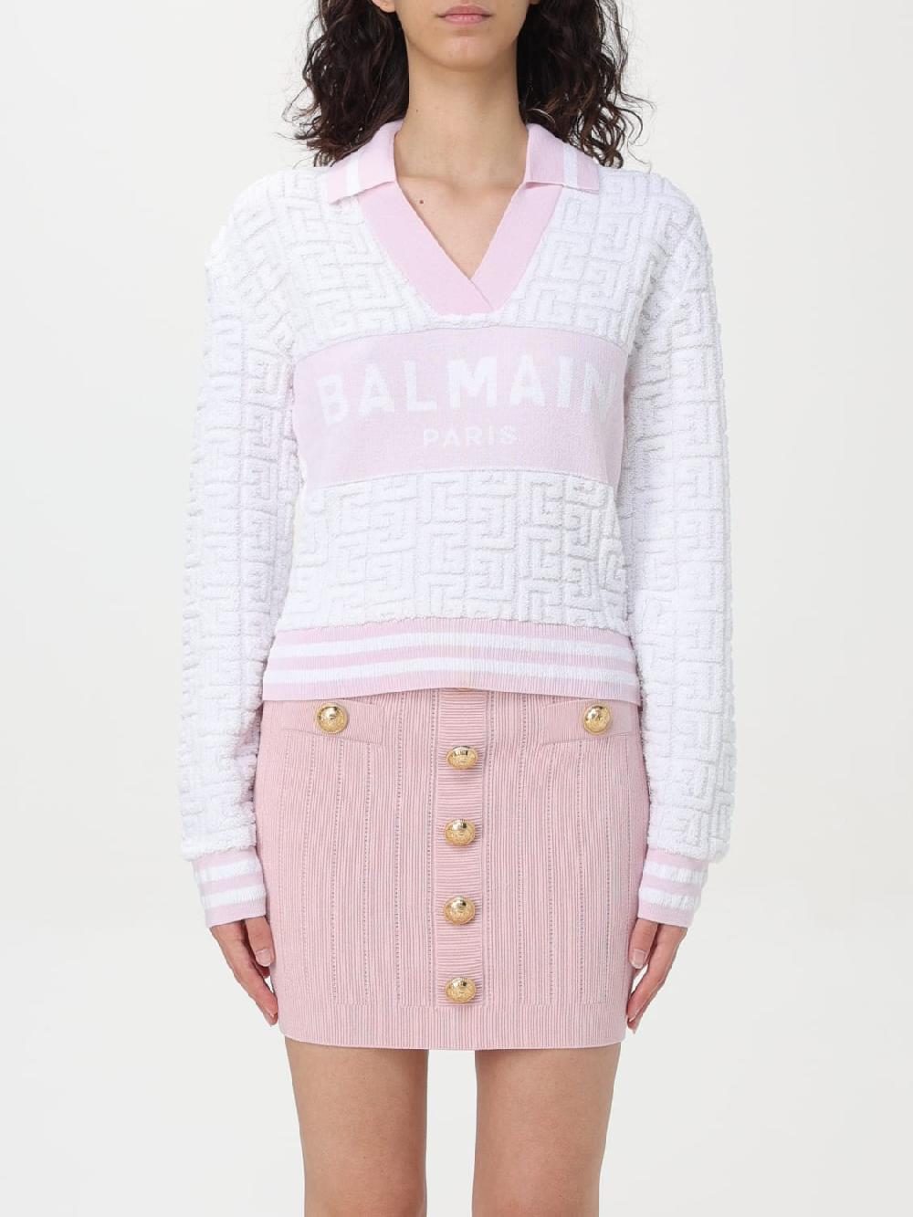 Giglio Polo Balmain in maglia con logo jacquard