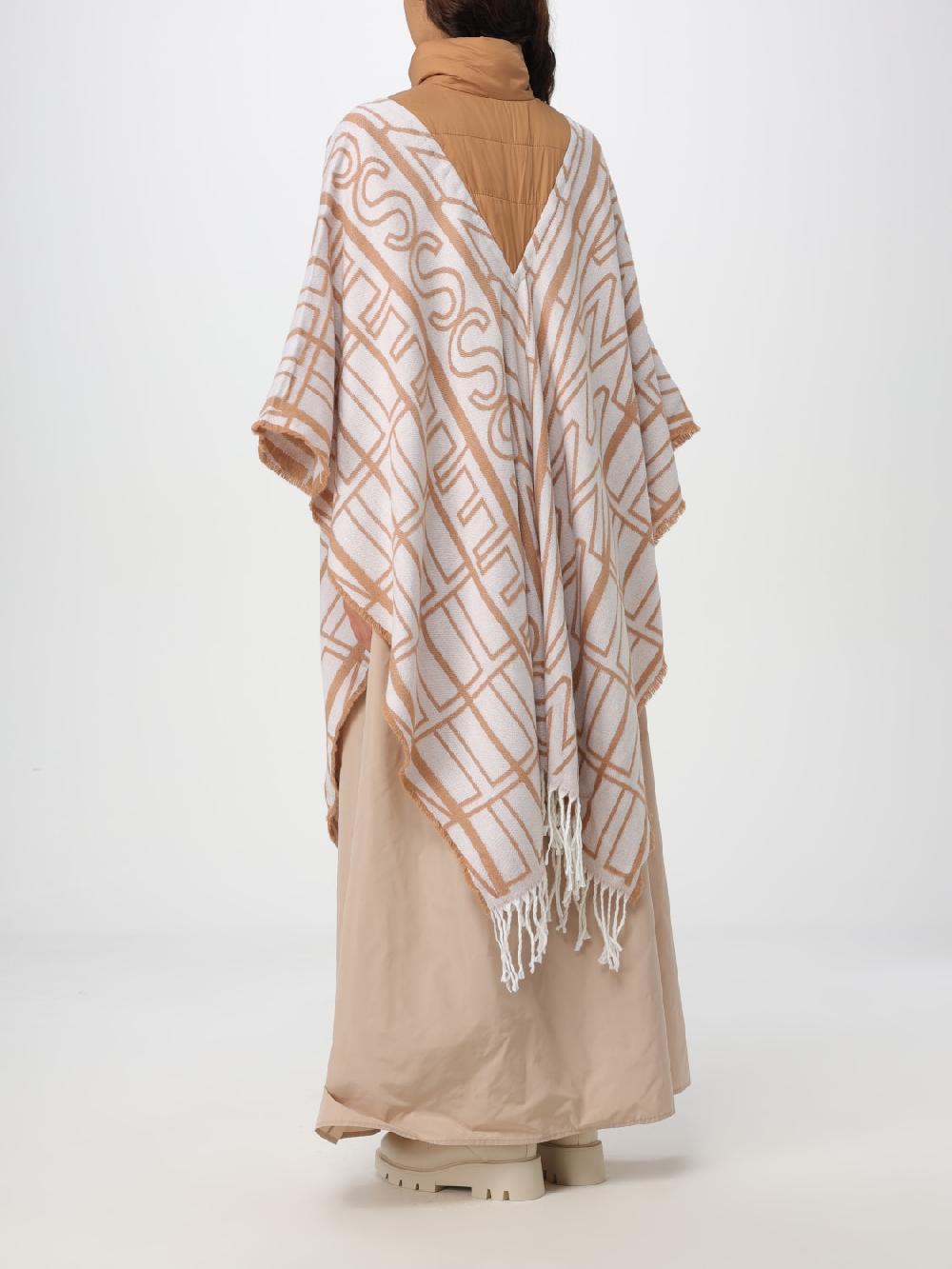 Giglio Poncho Twinset In Viscosa Con Logo Jacquard
