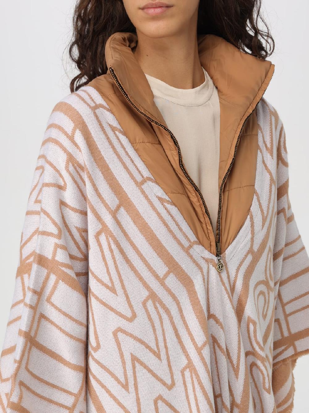 Giglio Poncho Twinset In Viscosa Con Logo Jacquard