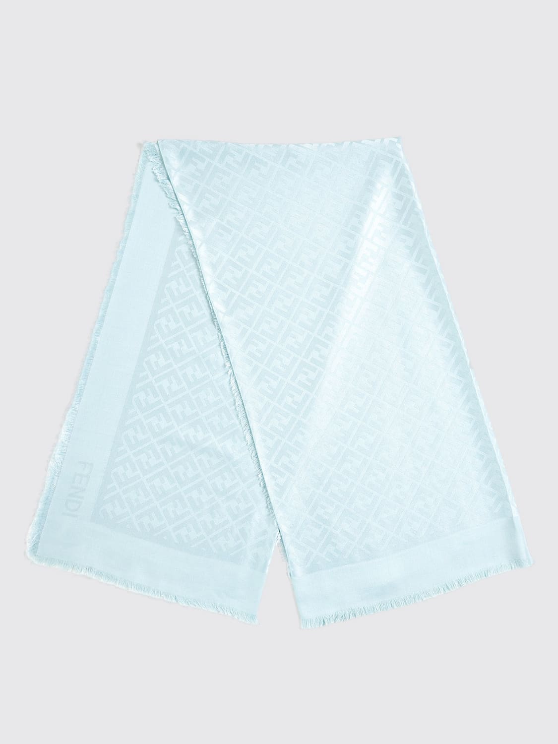 Giglio Sciarpa FF Fendi In Seta E Lana Jacquard