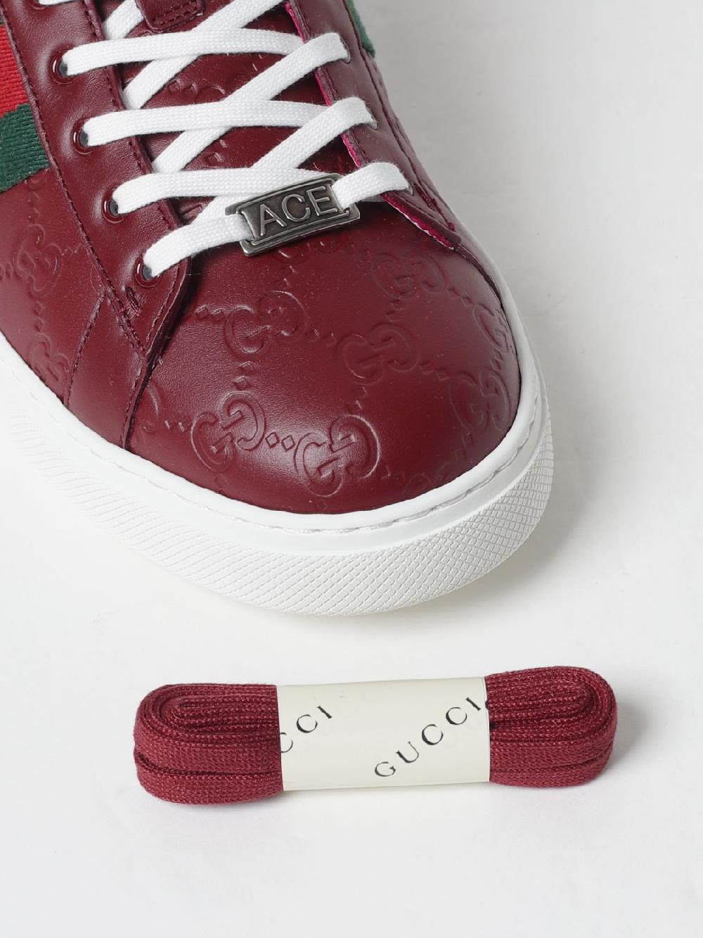 Giglio Sneakers Ace Gucci In Pelle Con Monogram GG