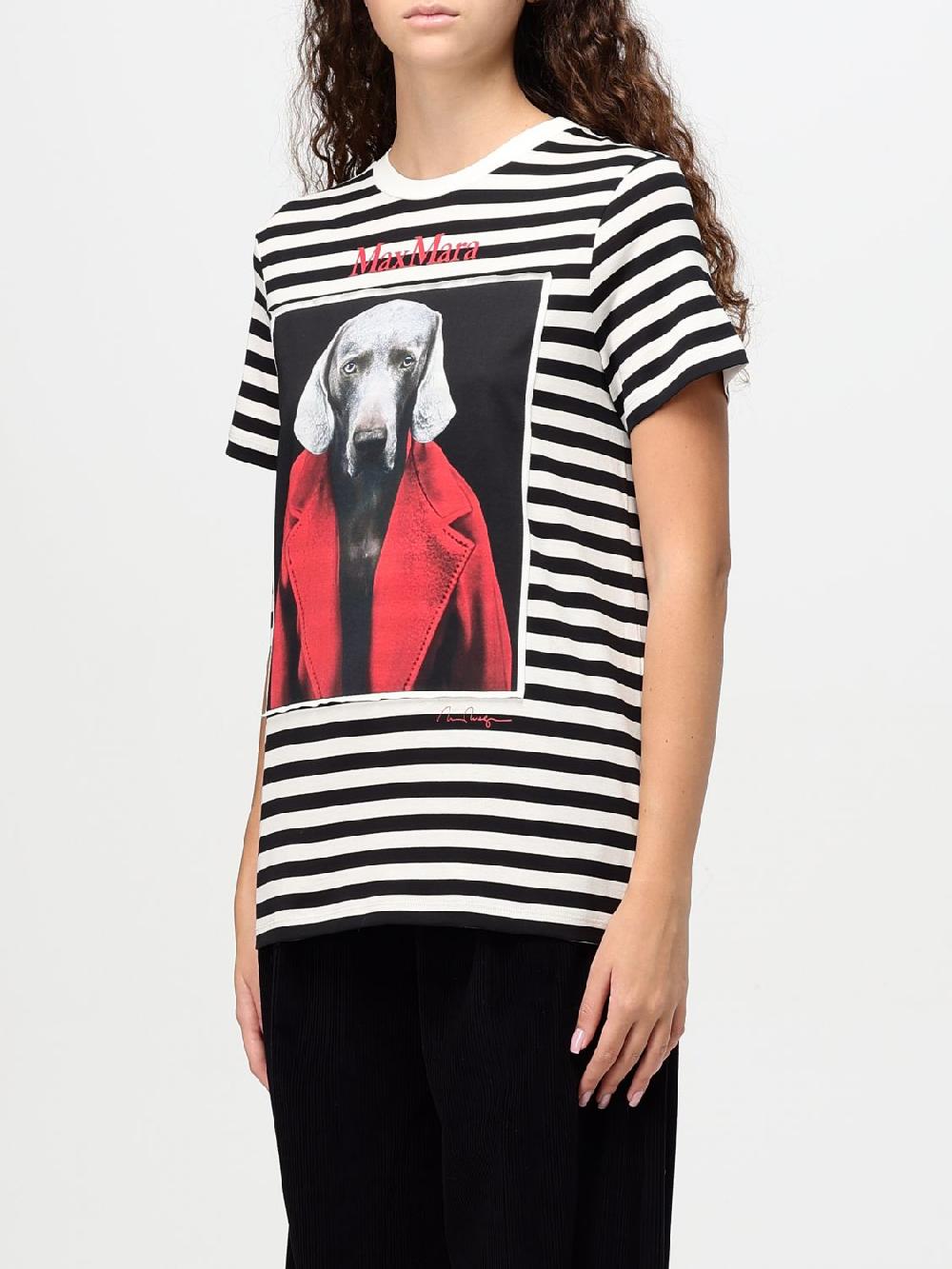 Giglio T-shirt A Righe Con Stampa Dog Max Mara