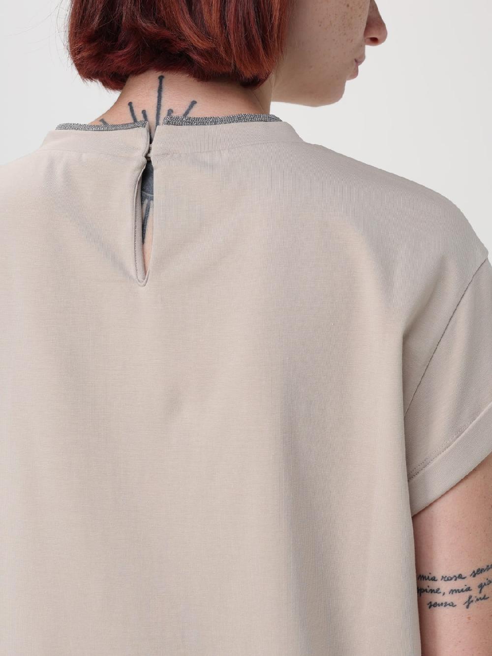 Giglio T-shirt Basic Con Monile Brunello Cucinelli