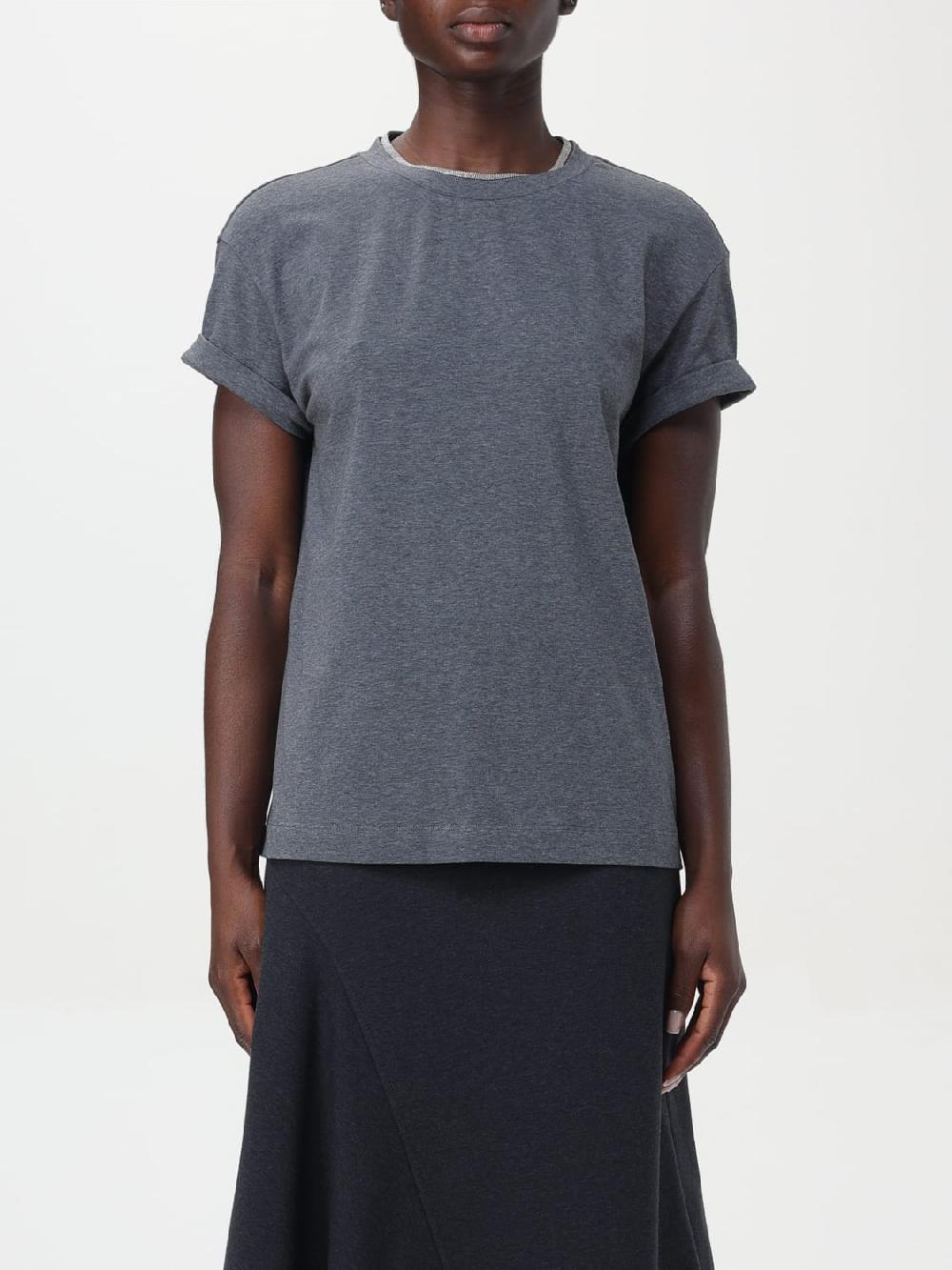 Giglio T-shirt basic con monile Brunello Cucinelli