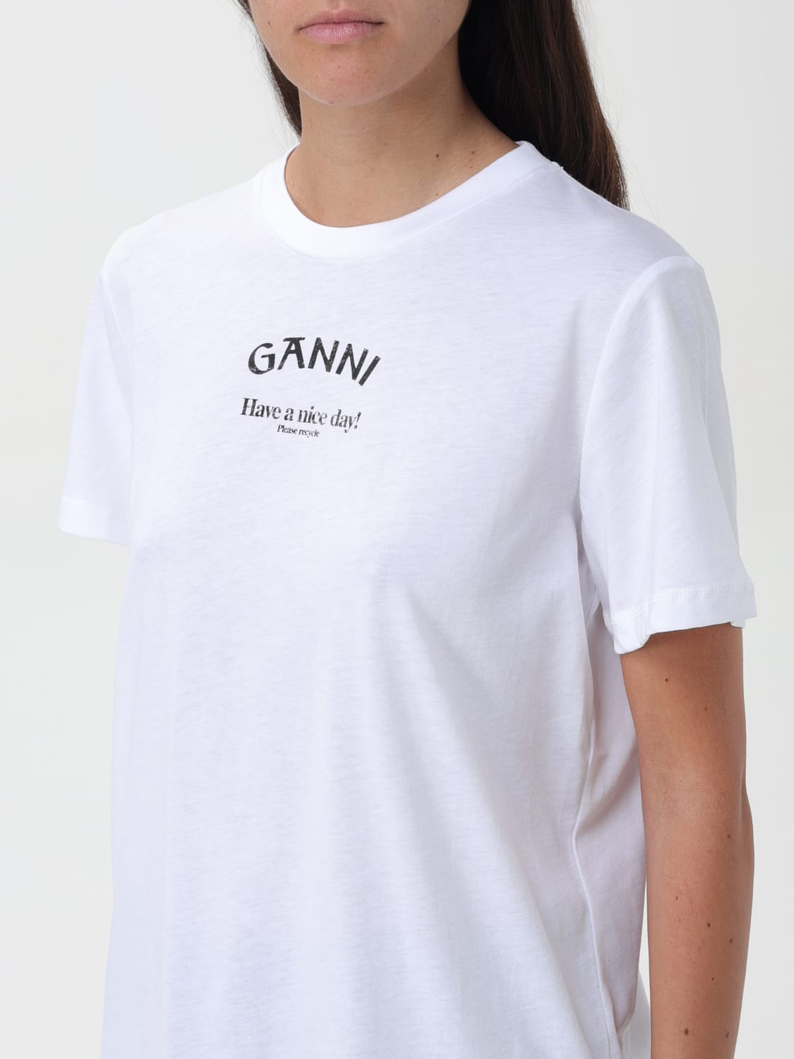 Giglio T-shirt Con Mini Logo Ganni