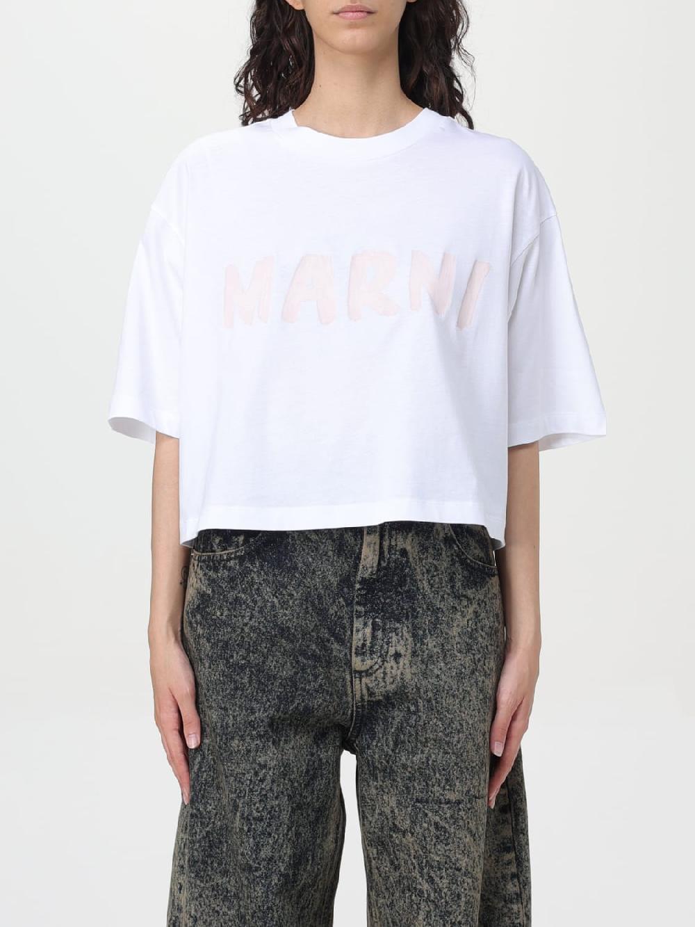 Giglio T-shirt crop con logo Marni