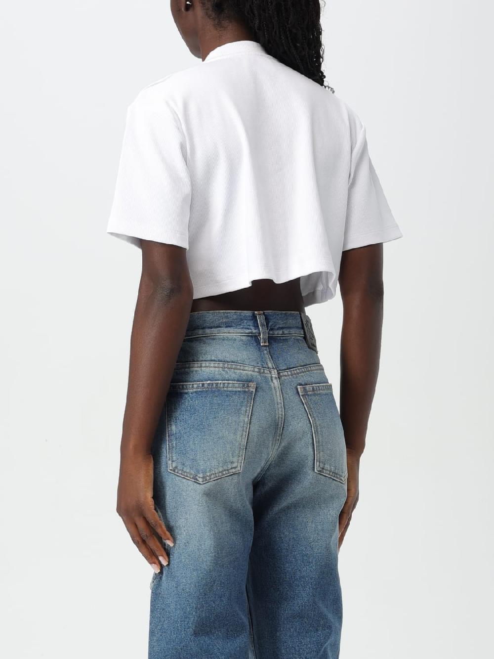 Giglio T-shirt Crop Off-White In Cotone