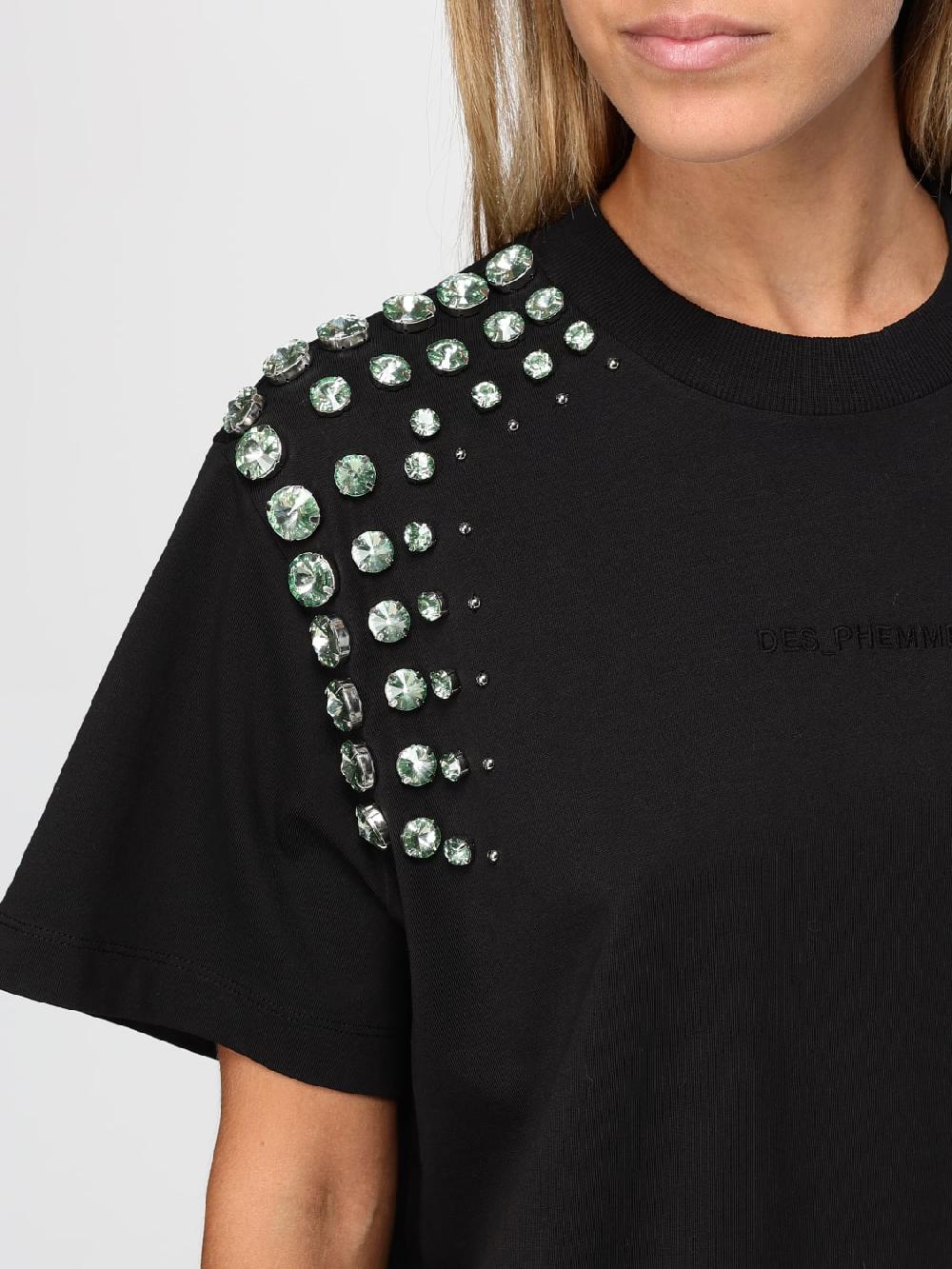 Giglio T-shirt Des Phemmes In Cotone Con Strass