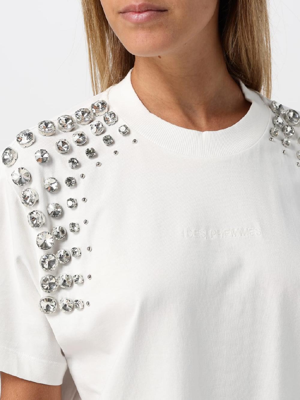 Giglio T-shirt Des Phemmes In Cotone Con Strass