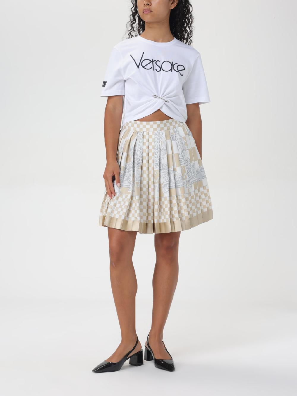 Giglio T-shirt Di Cotone Con Logo Versace
