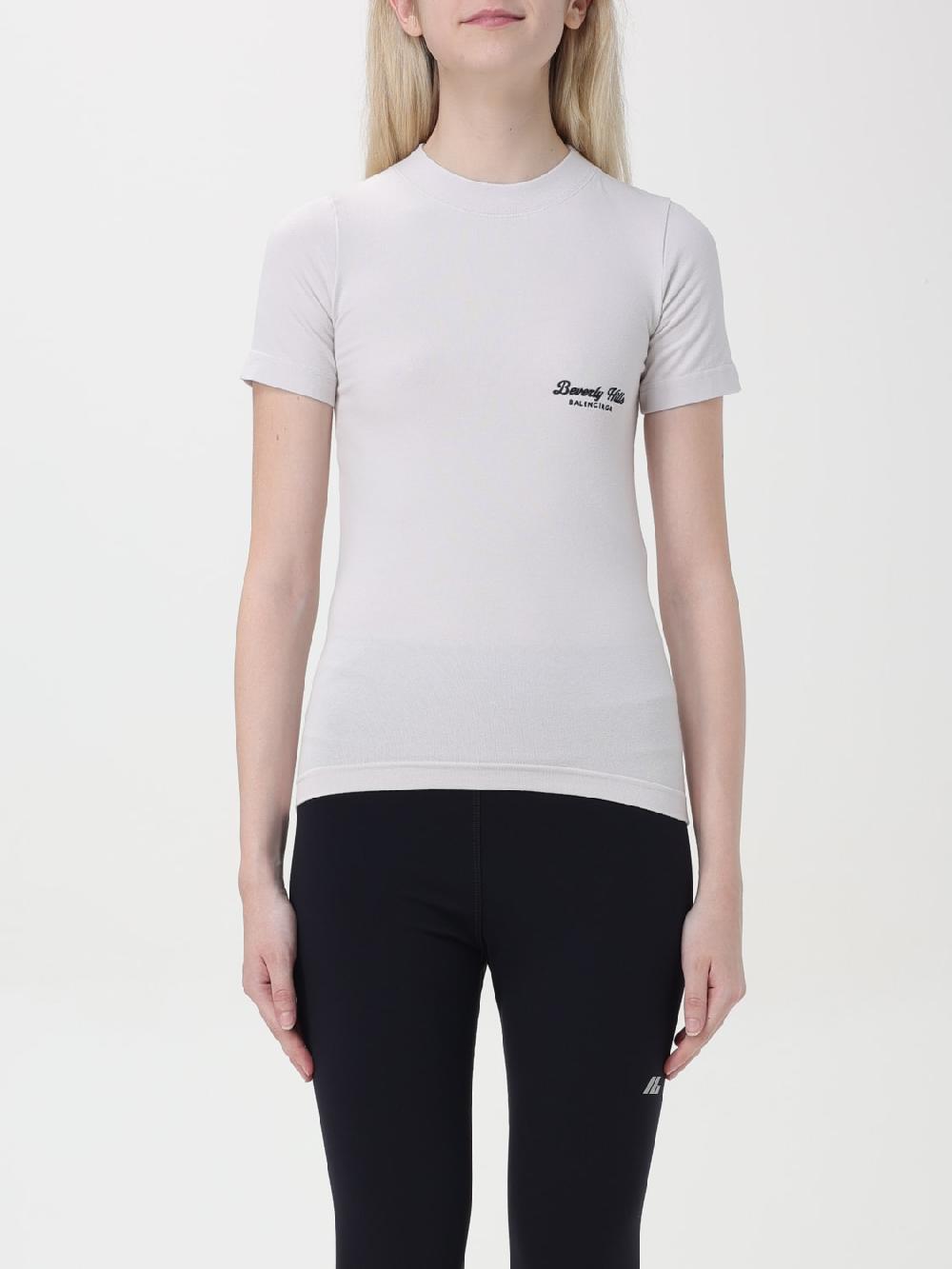 Giglio T-shirt di cotone con mini logo Balenciaga