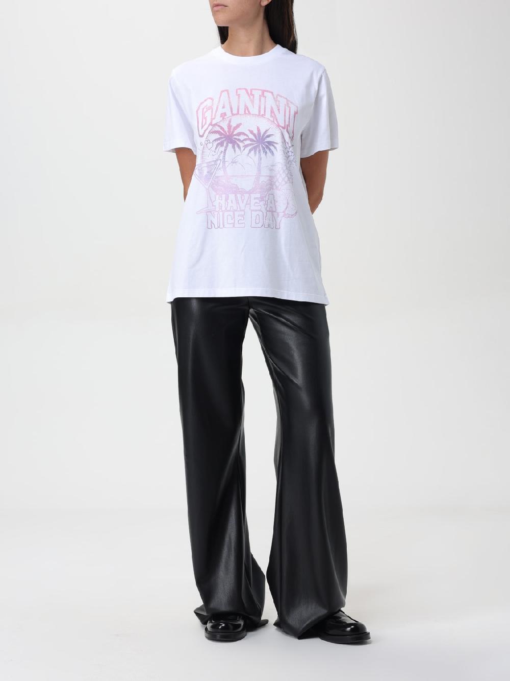 Giglio T-shirt Di Cotone Ganni Con Logo