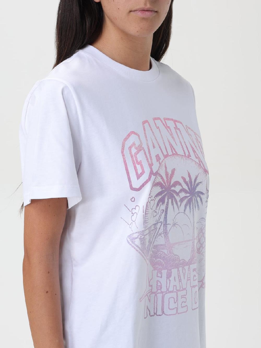 Giglio T-shirt Di Cotone Ganni Con Logo