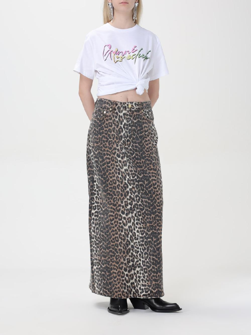 Giglio T-shirt Di Cotone Ganni Con Logo