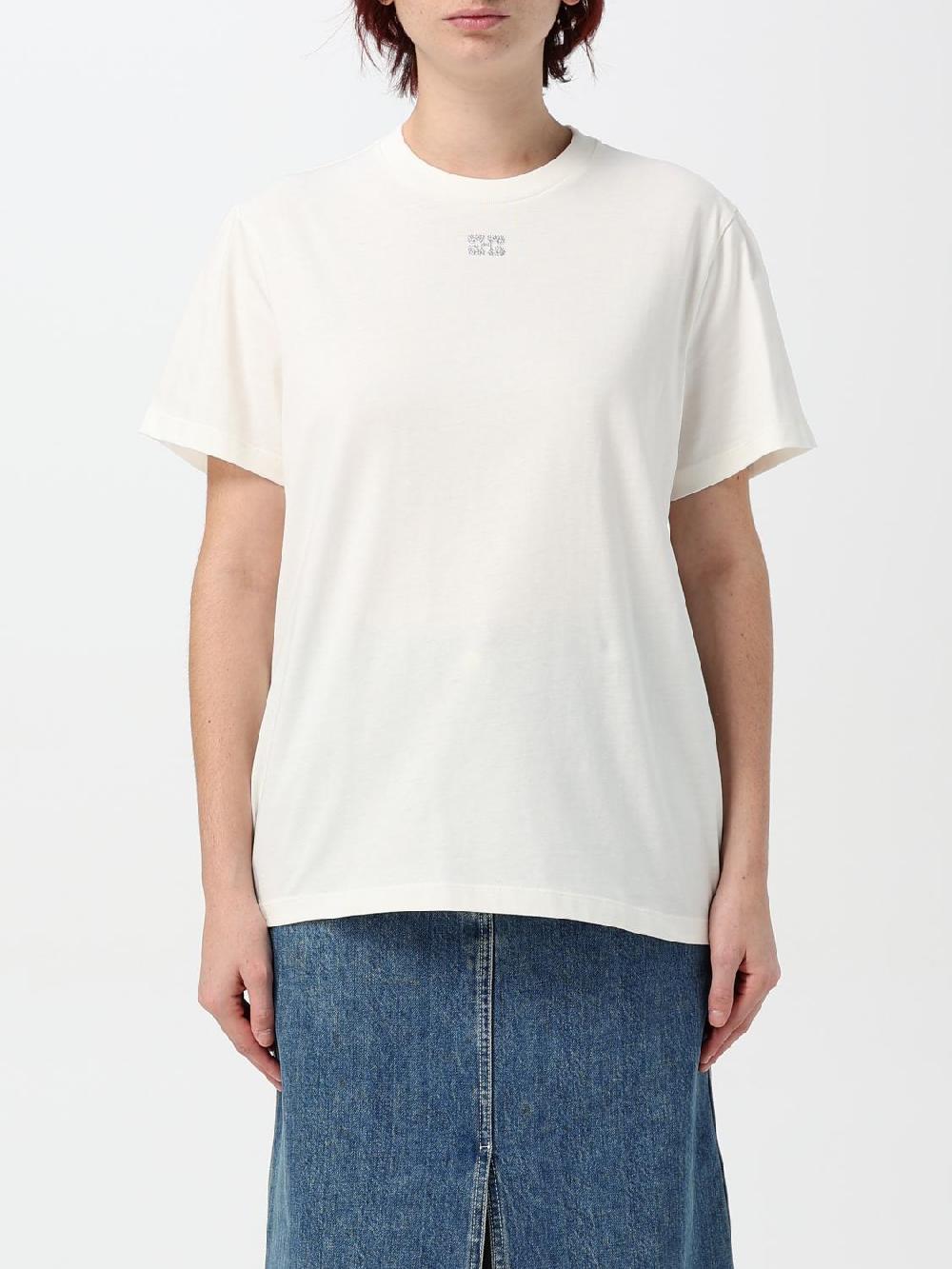 Giglio T-shirt Ganni in cotone con logo di strass