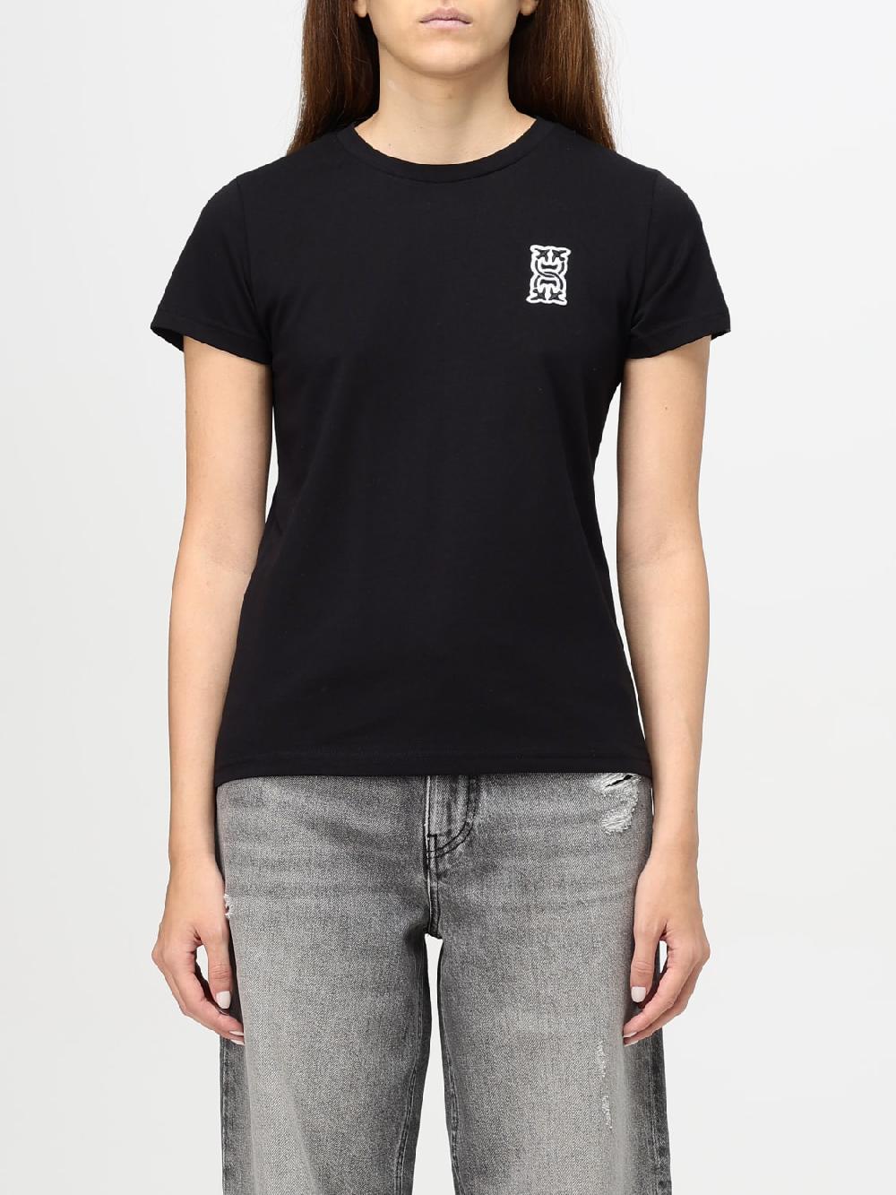 Giglio T-shirt in cotone con logo Love Birds Pinko