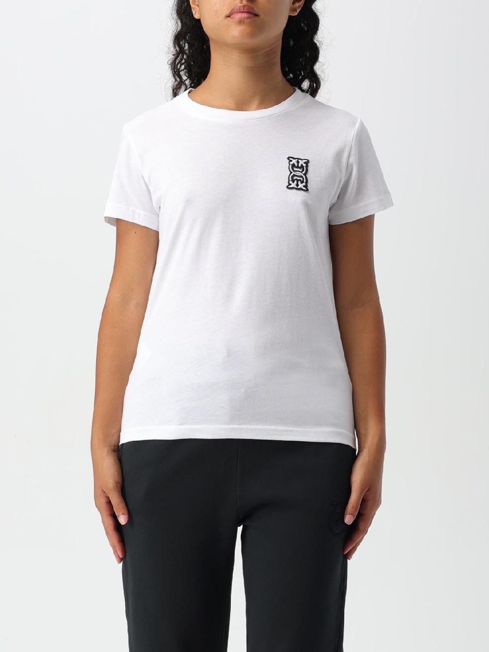 Giglio T-shirt in cotone con logo Love Birds Pinko