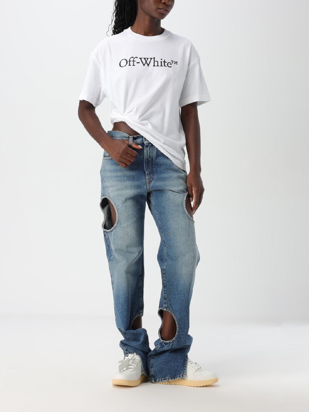 Giglio T-shirt In Cotone Con Logo Off-White