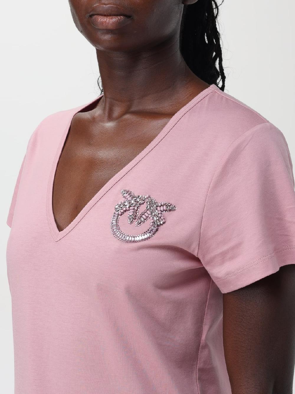 Giglio T-shirt Pinko In Cotone Con Logo In Strass