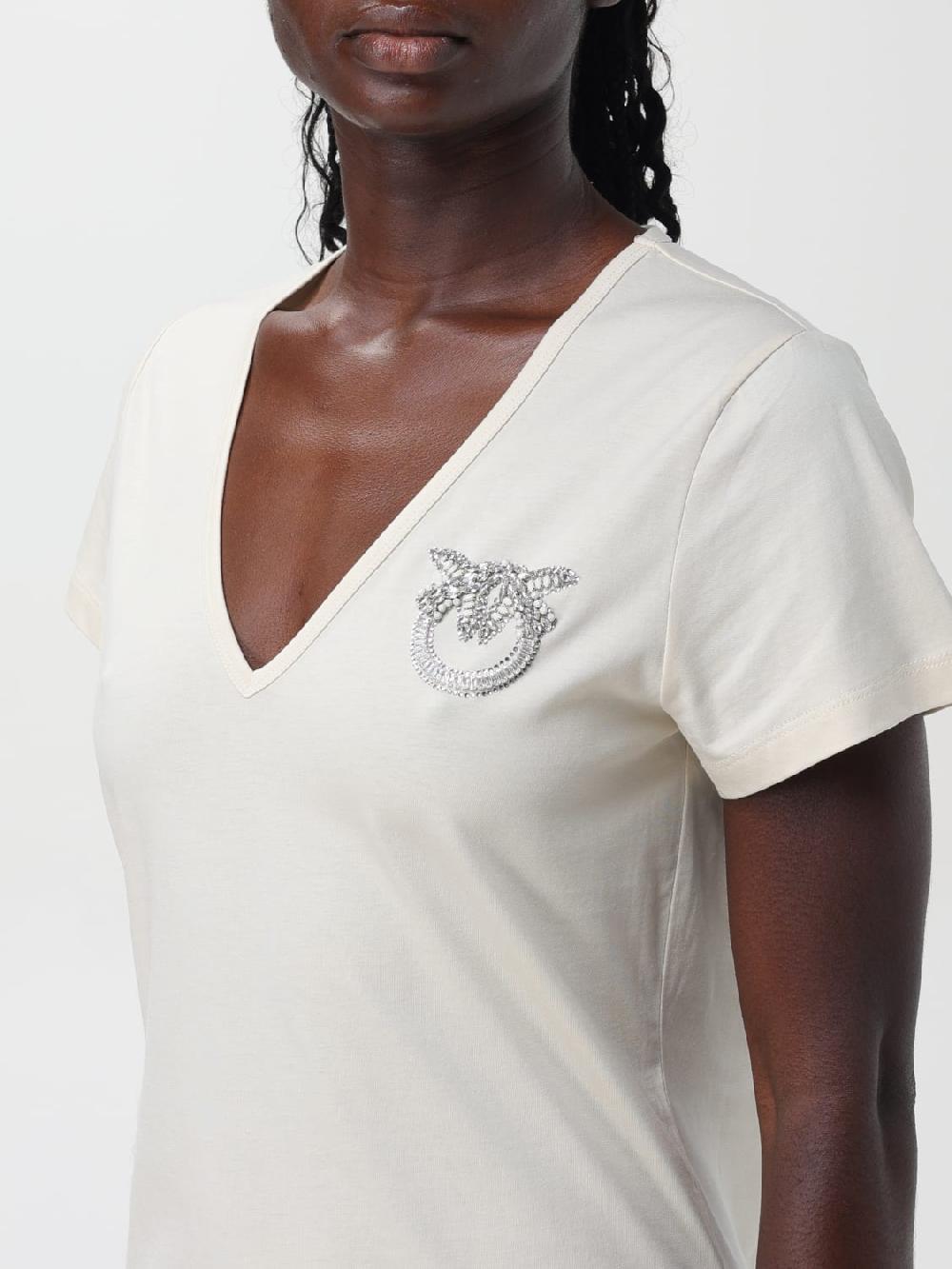 Giglio T-shirt Pinko In Cotone Con Logo In Strass