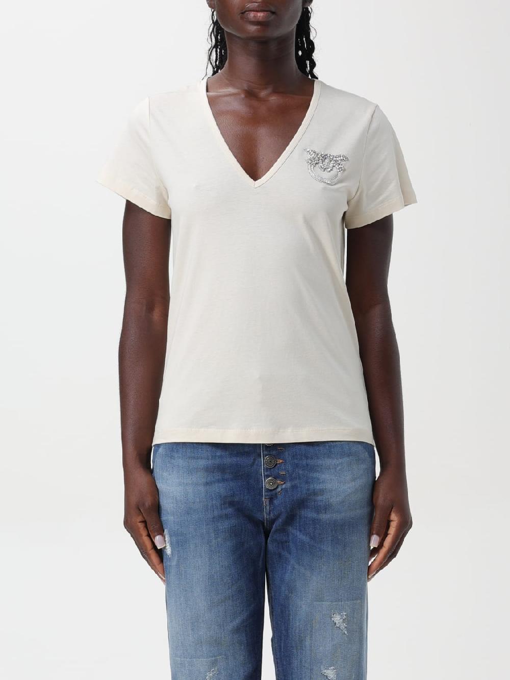 Giglio T-shirt Pinko in cotone con logo in strass