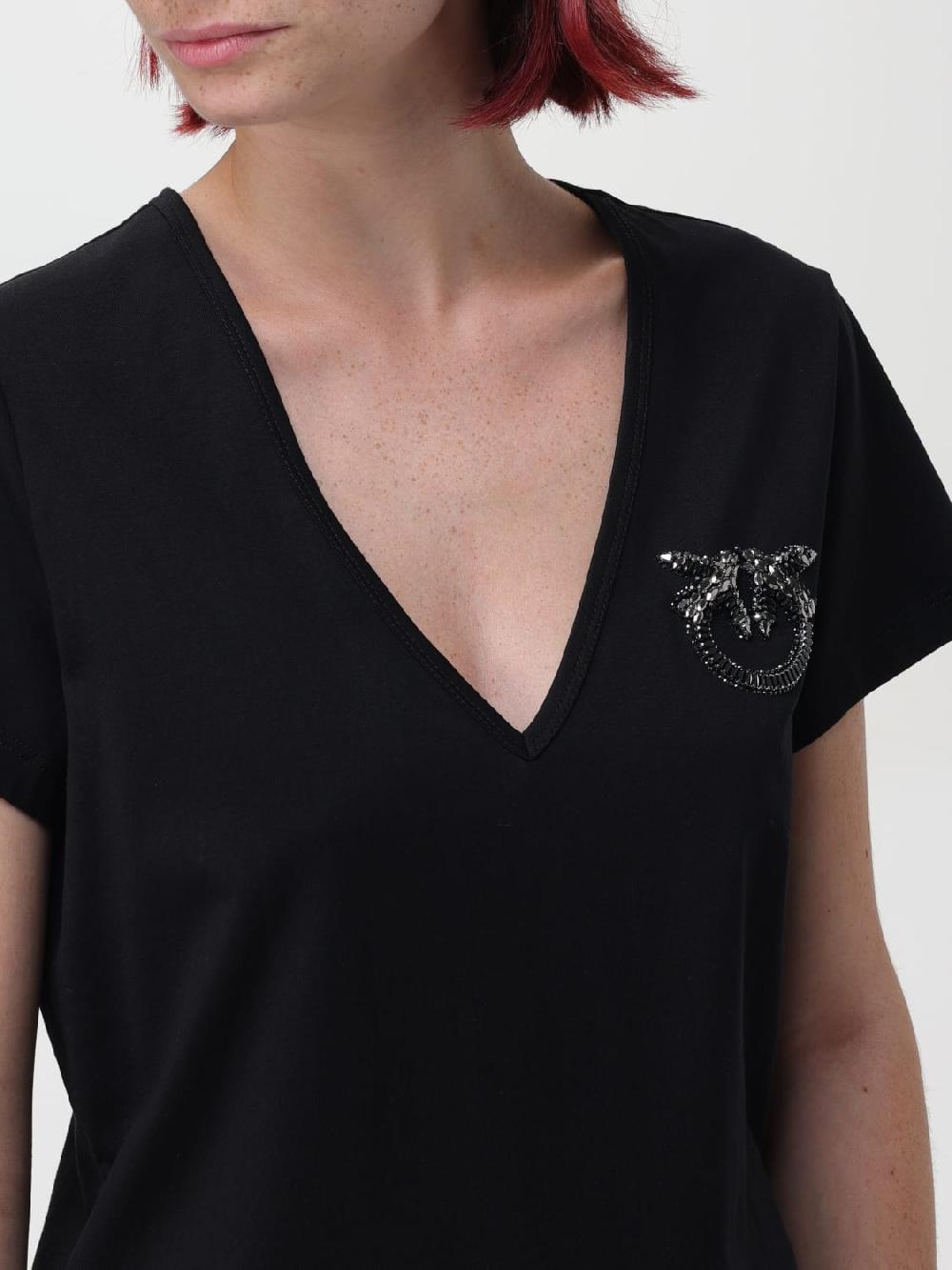 Giglio T-shirt Pinko In Cotone Con Logo In Strass