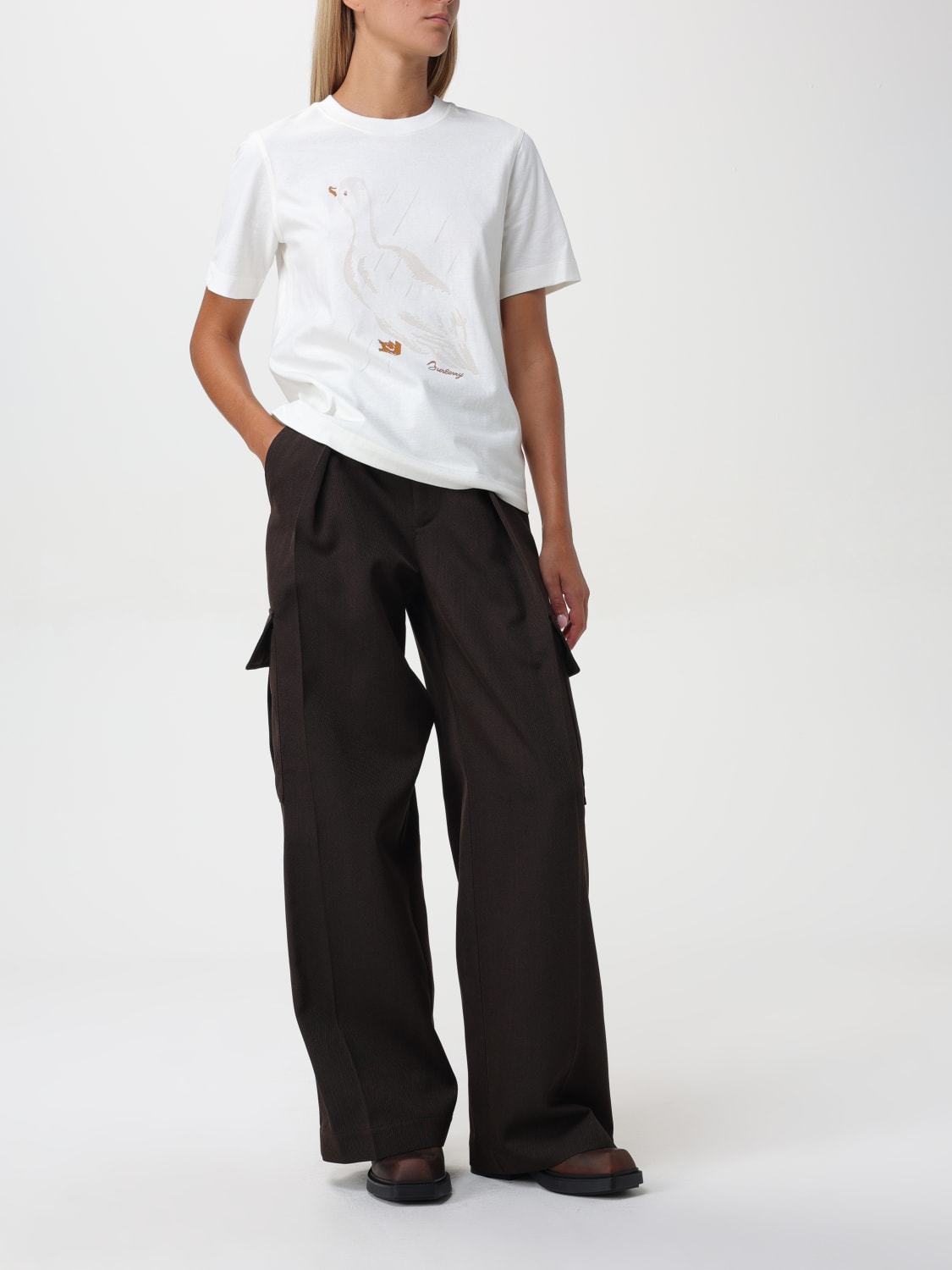 Giglio T-shirt Stampata In Cotone Burberry